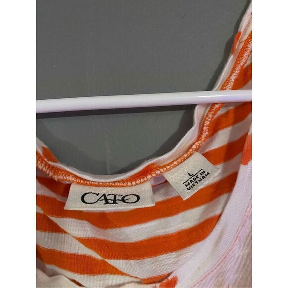 Cato White And Orange Stripes And Polka Dots Tank Top Size Large - Picture 3 of 4